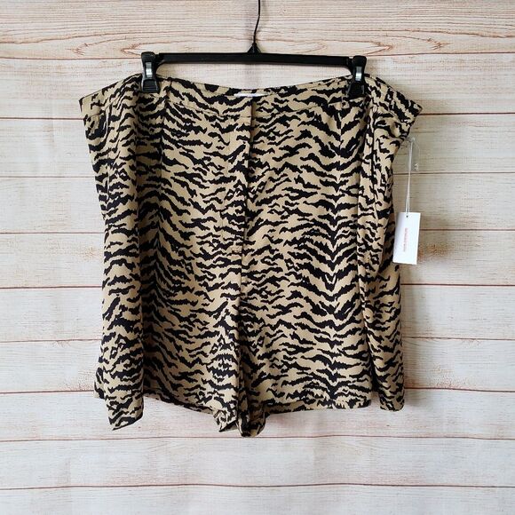 Good American Summer Boss Zebra Print High Waist Shorts Size 22 Brown Black - Picture 4 of 10